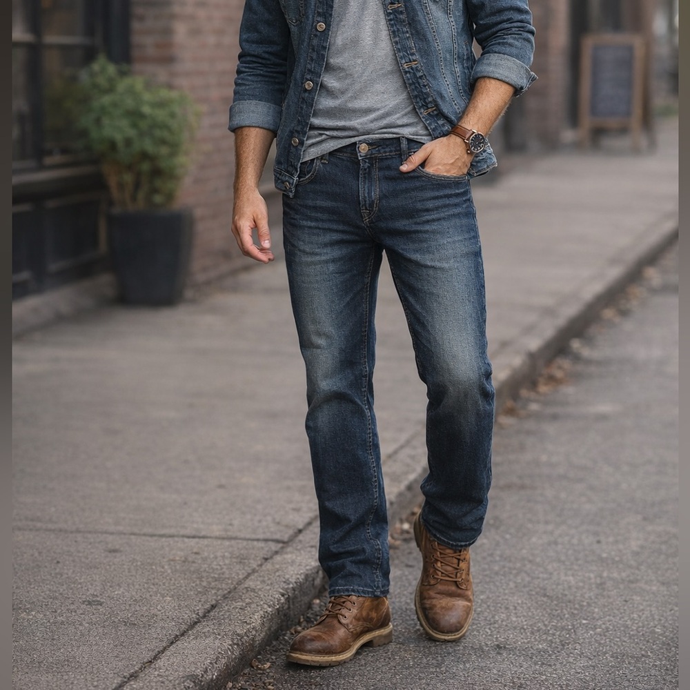 Silver Jeans‎ Co Grayson Straight Mens Dark Wash Denim W34 Classic Fit -hemmed
